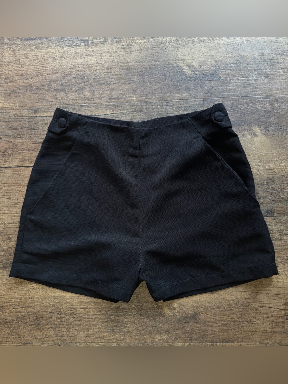 Topshop Black High-Waist Button Accent Shorts